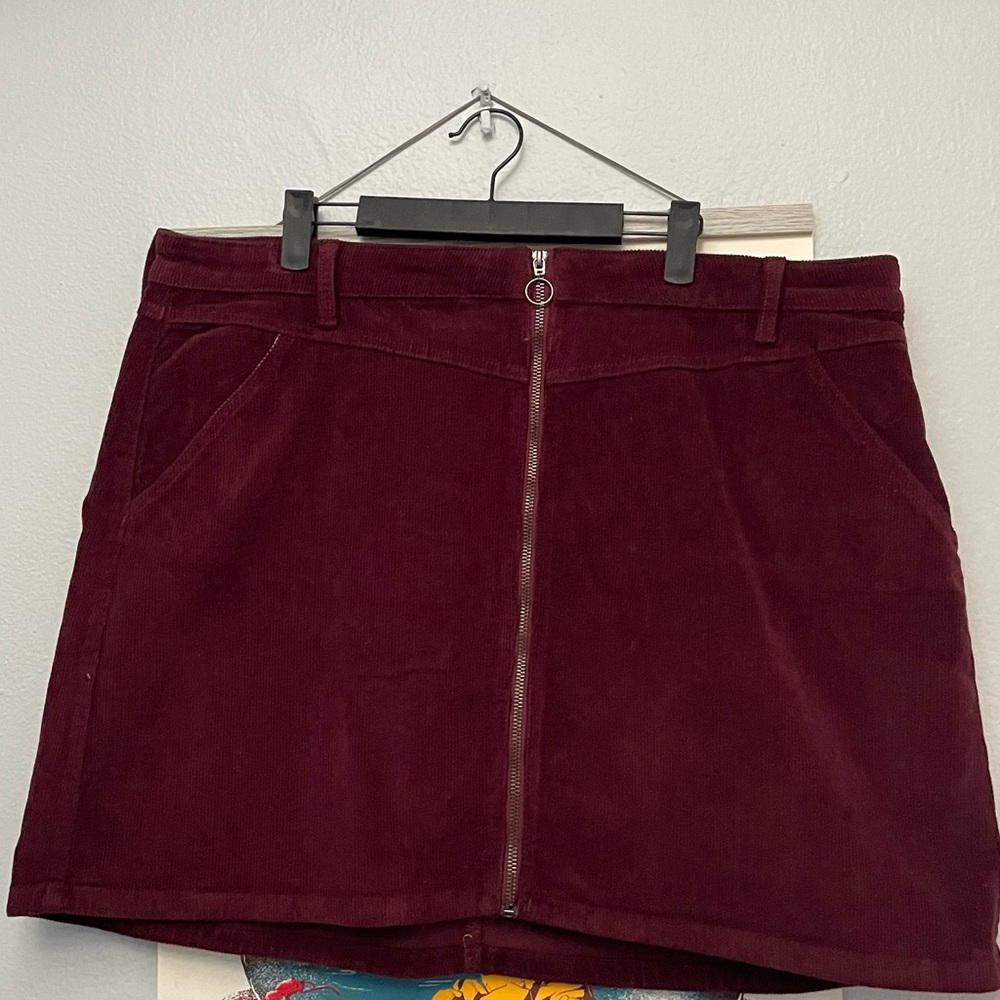 SO Deep Red Corduroy Mini Skirt